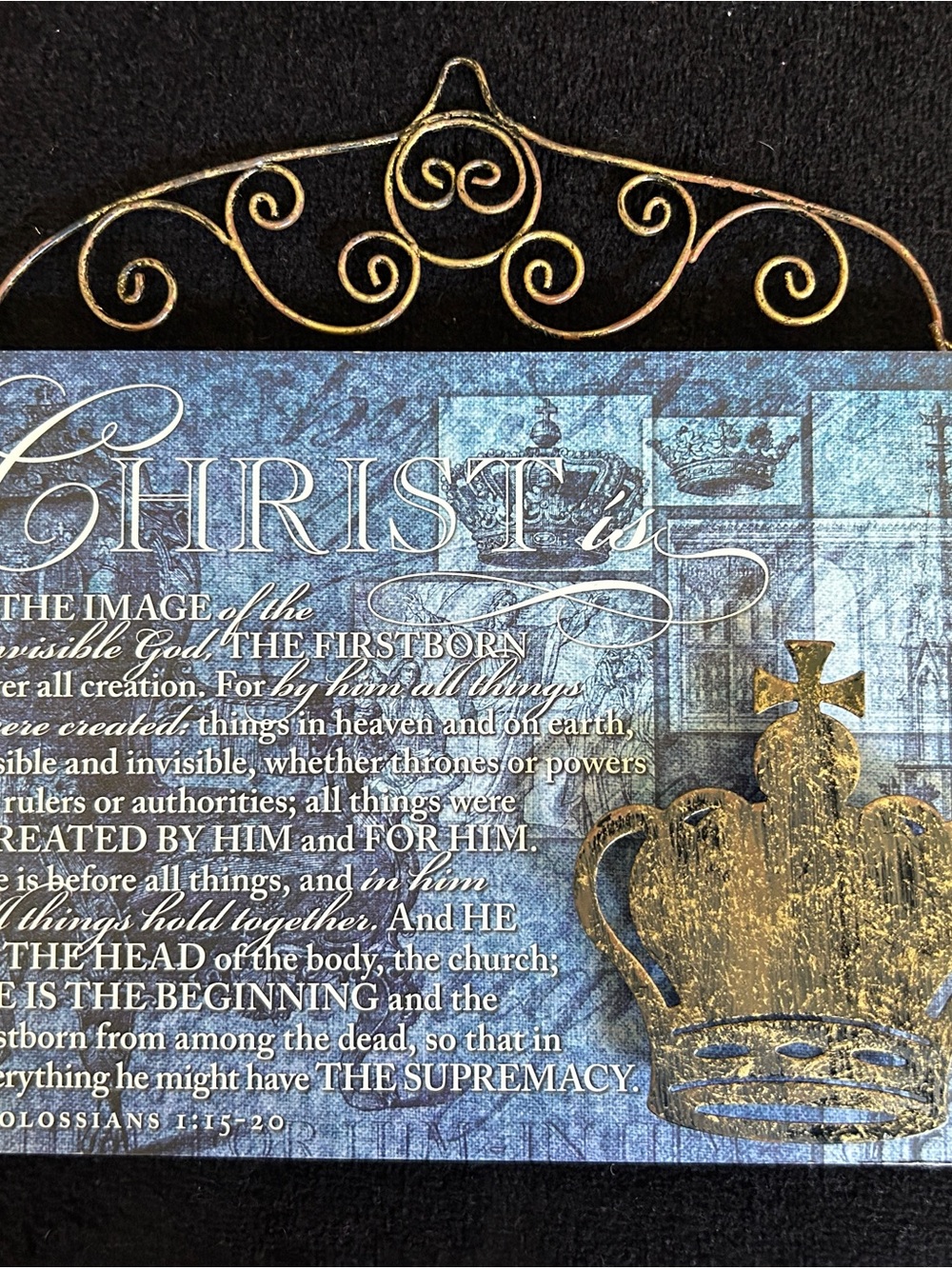 Blue and Gold 'Christ' Scripture Wall Art Plaque